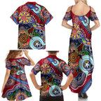 Custom NAIDOC Week 2024 Melbourne Demons Family Matching Summer Maxi Dress and Hawaiian Shirt Australia Aboriginal Dot Painting