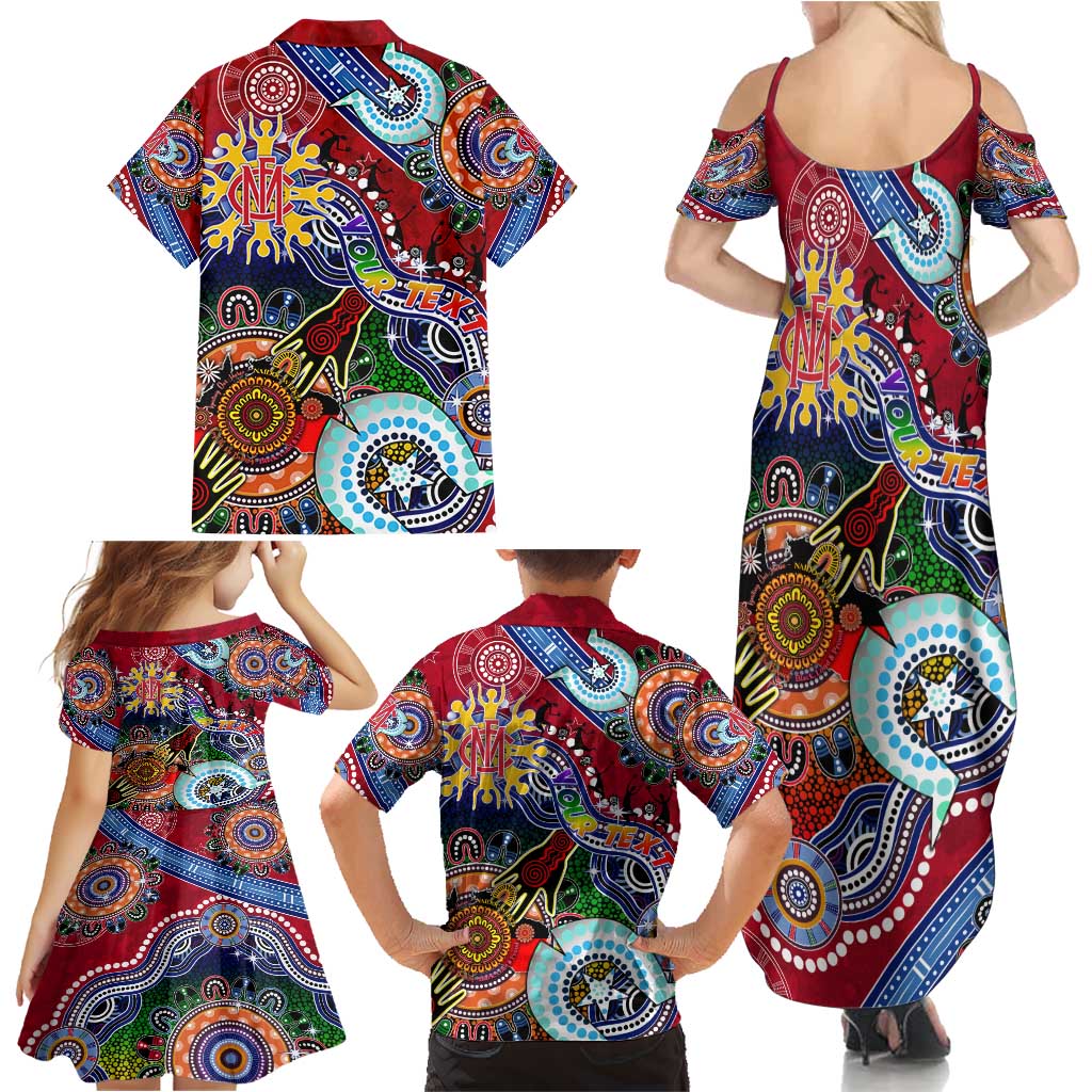 Custom NAIDOC Week 2024 Melbourne Demons Family Matching Summer Maxi Dress and Hawaiian Shirt Australia Aboriginal Dot Painting