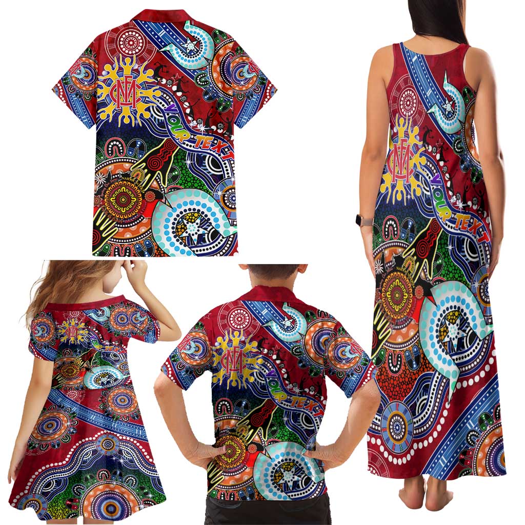 Custom NAIDOC Week 2024 Melbourne Demons Family Matching Tank Maxi Dress and Hawaiian Shirt Australia Aboriginal Dot Painting