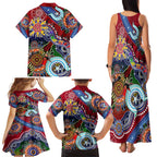 Custom NAIDOC Week 2024 Melbourne Demons Family Matching Tank Maxi Dress and Hawaiian Shirt Australia Aboriginal Dot Painting