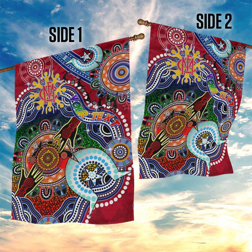 Custom NAIDOC Week 2024 Melbourne Demons Garden Flag Australia Aboriginal Dot Painting
