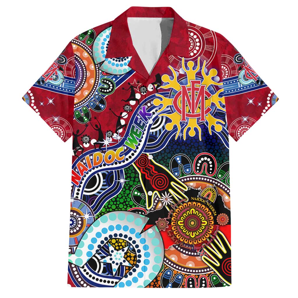 Custom NAIDOC Week 2024 Melbourne Demons Hawaiian Shirt Australia Aboriginal Dot Painting