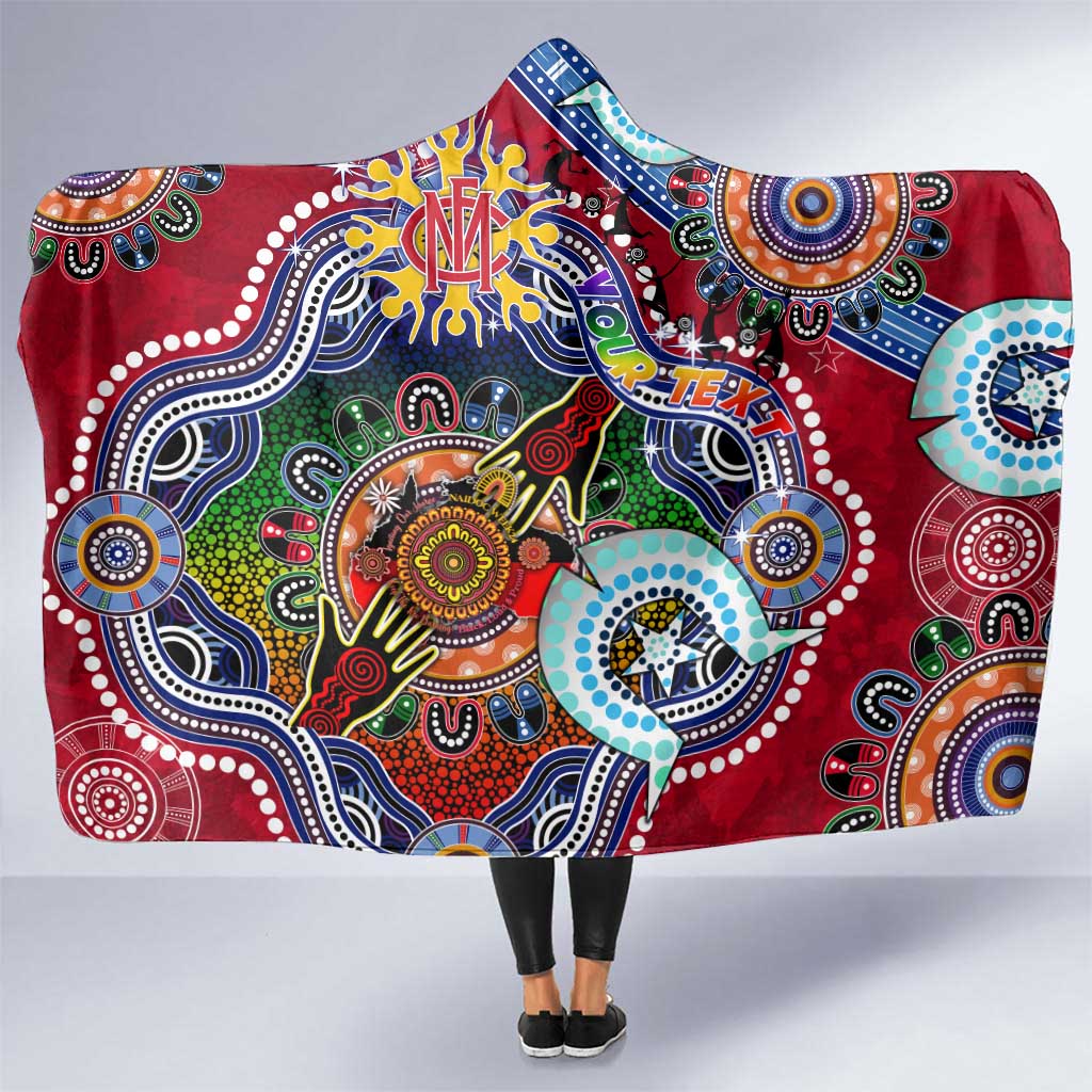 Custom NAIDOC Week 2024 Melbourne Demons Hooded Blanket Australia Aboriginal Dot Painting