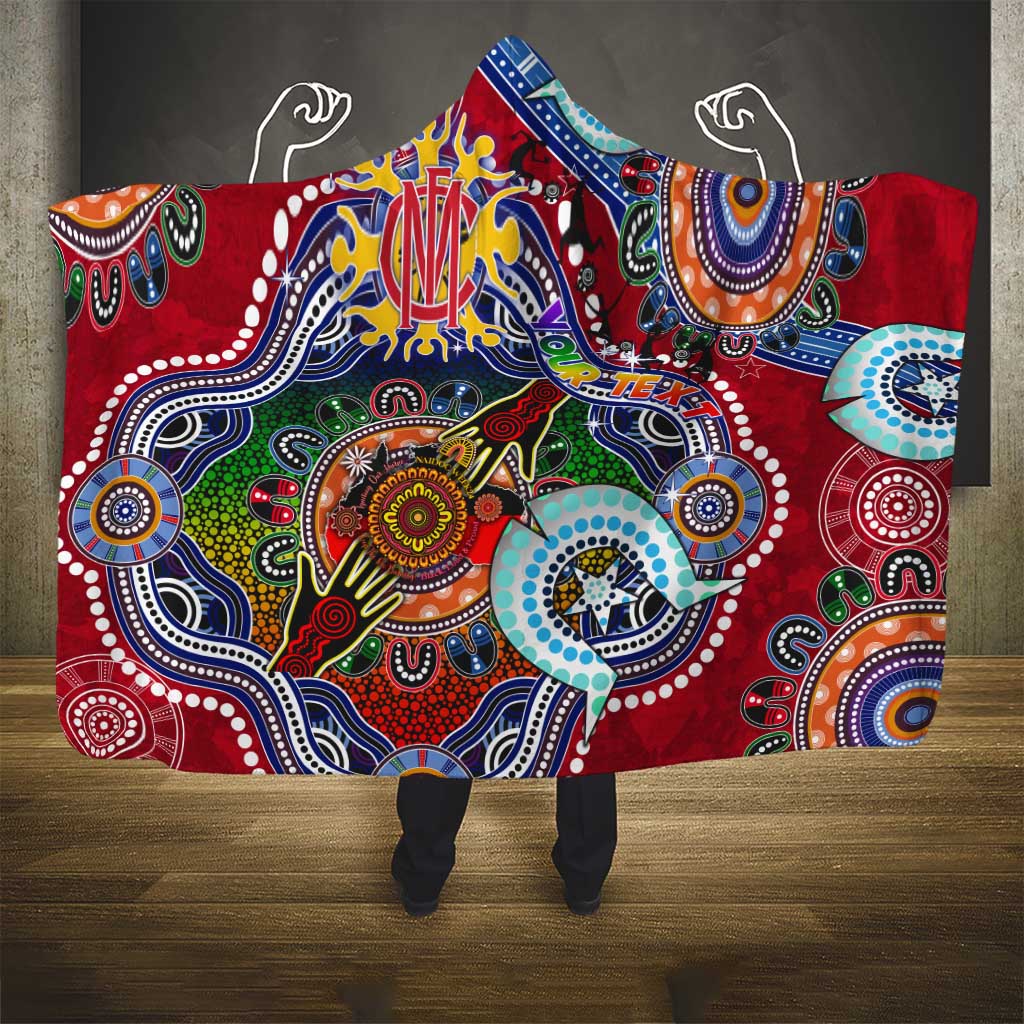 Custom NAIDOC Week 2024 Melbourne Demons Hooded Blanket Australia Aboriginal Dot Painting