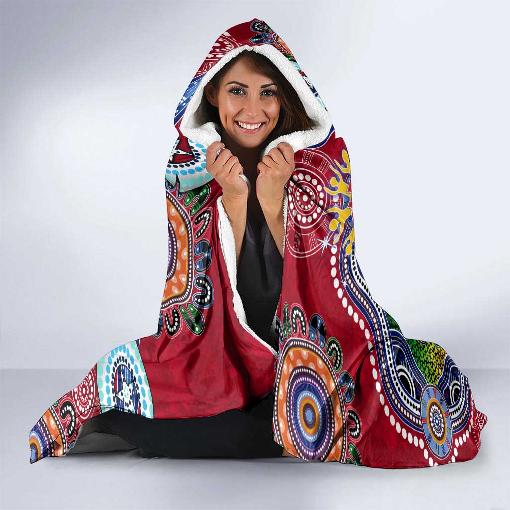 Custom NAIDOC Week 2024 Melbourne Demons Hooded Blanket Australia Aboriginal Dot Painting