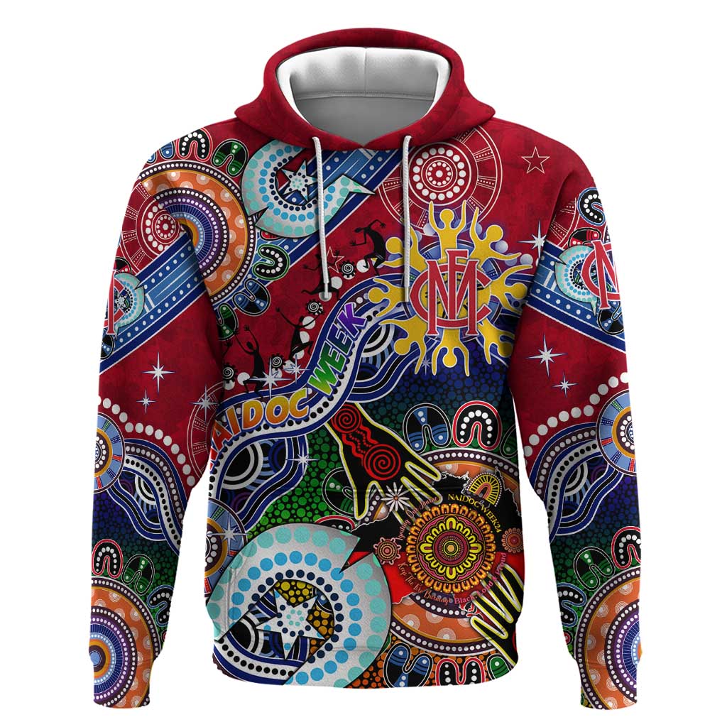 Custom NAIDOC Week 2024 Melbourne Demons Hoodie Australia Aboriginal Dot Painting