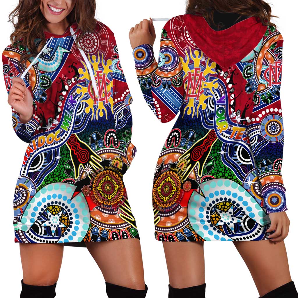 Custom NAIDOC Week 2024 Melbourne Demons Hoodie Dress Australia Aboriginal Dot Painting