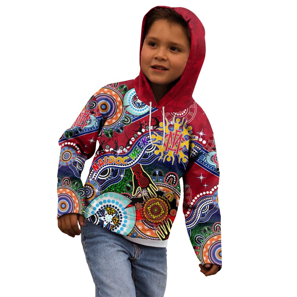 Custom NAIDOC Week 2024 Melbourne Demons Kid Hoodie Australia Aboriginal Dot Painting