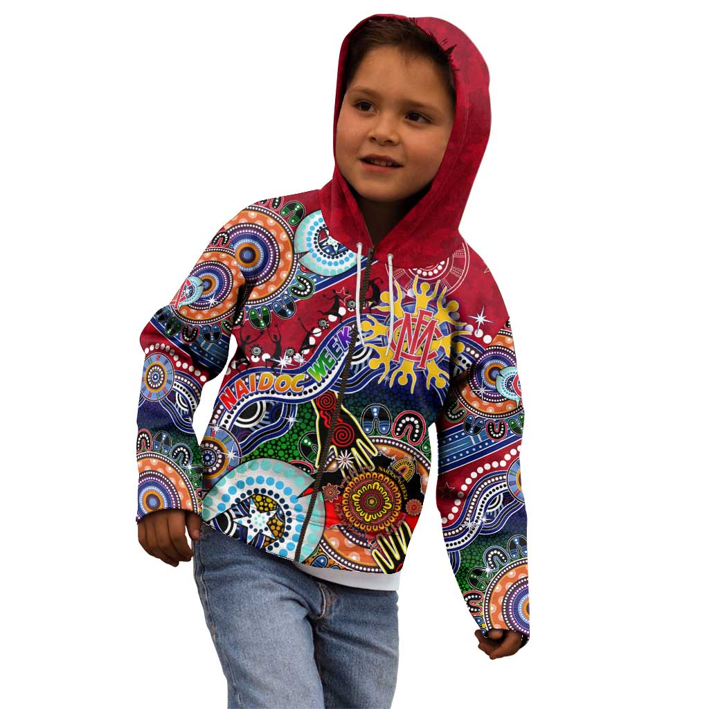Custom NAIDOC Week 2024 Melbourne Demons Kid Hoodie Australia Aboriginal Dot Painting