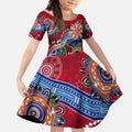 Custom NAIDOC Week 2024 Melbourne Demons Kid Short Sleeve Dress Australia Aboriginal Dot Painting