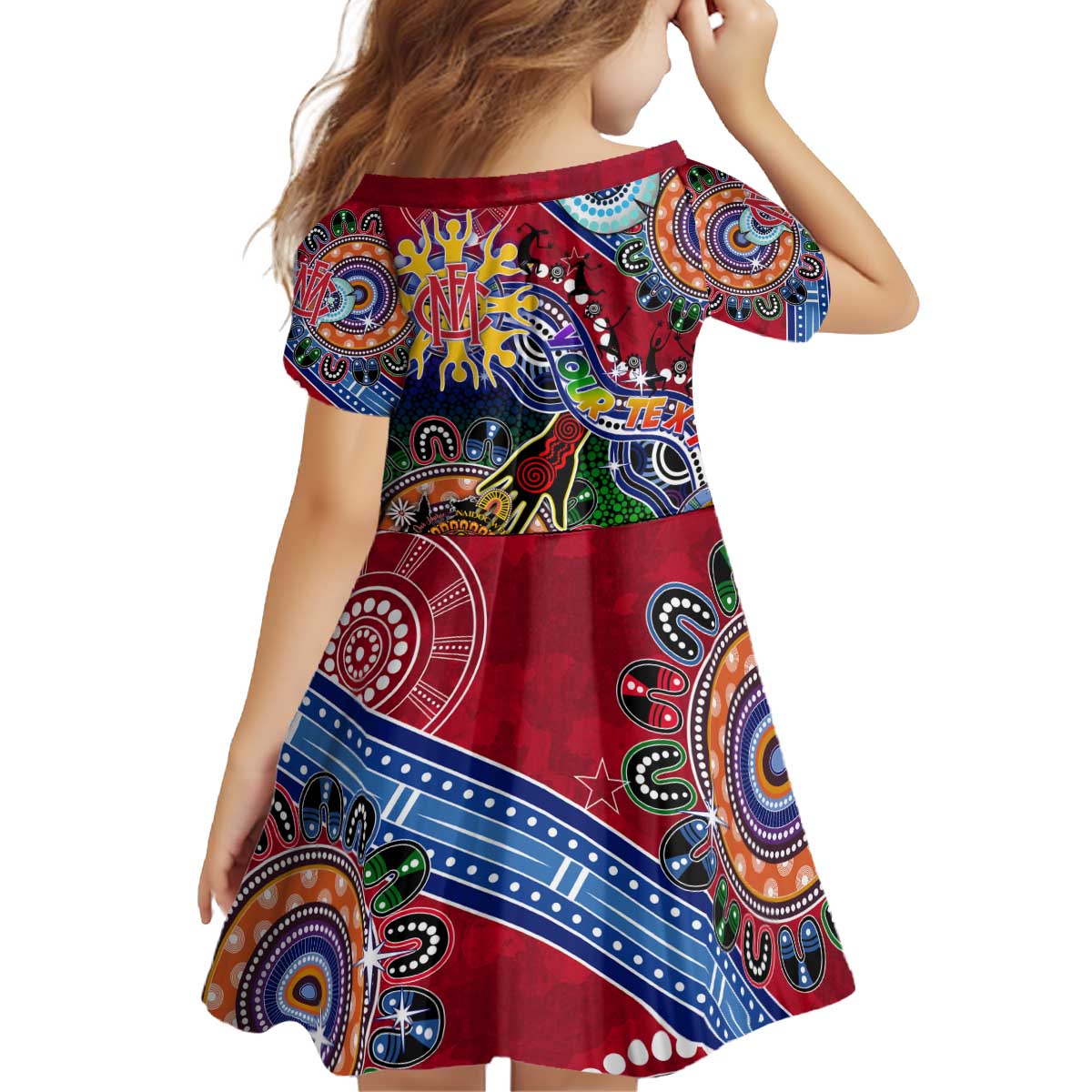 Custom NAIDOC Week 2024 Melbourne Demons Kid Short Sleeve Dress Australia Aboriginal Dot Painting