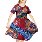 Custom NAIDOC Week 2024 Melbourne Demons Kid Short Sleeve Dress Australia Aboriginal Dot Painting