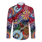 Custom NAIDOC Week 2024 Melbourne Demons Long Sleeve Button Shirt Australia Aboriginal Dot Painting