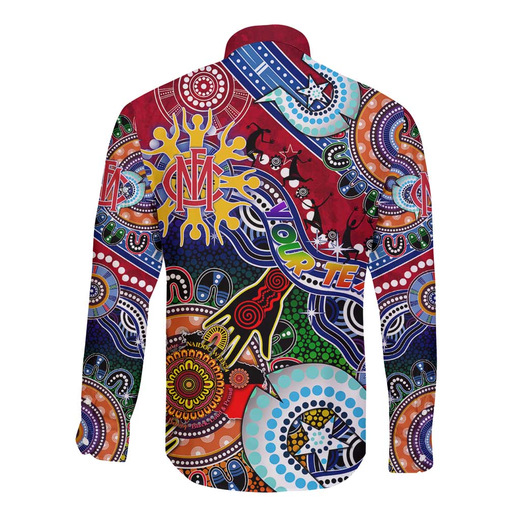 Custom NAIDOC Week 2024 Melbourne Demons Long Sleeve Button Shirt Australia Aboriginal Dot Painting