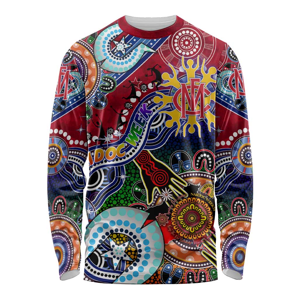 Custom NAIDOC Week 2024 Melbourne Demons Long Sleeve Shirt Australia Aboriginal Dot Painting