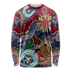 Custom NAIDOC Week 2024 Melbourne Demons Long Sleeve Shirt Australia Aboriginal Dot Painting