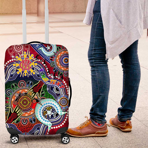 Custom NAIDOC Week 2024 Melbourne Demons Luggage Cover Australia Aboriginal Dot Painting