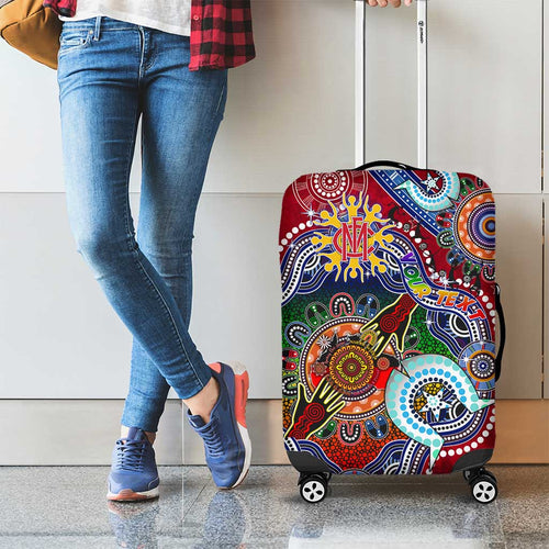 Custom NAIDOC Week 2024 Melbourne Demons Luggage Cover Australia Aboriginal Dot Painting