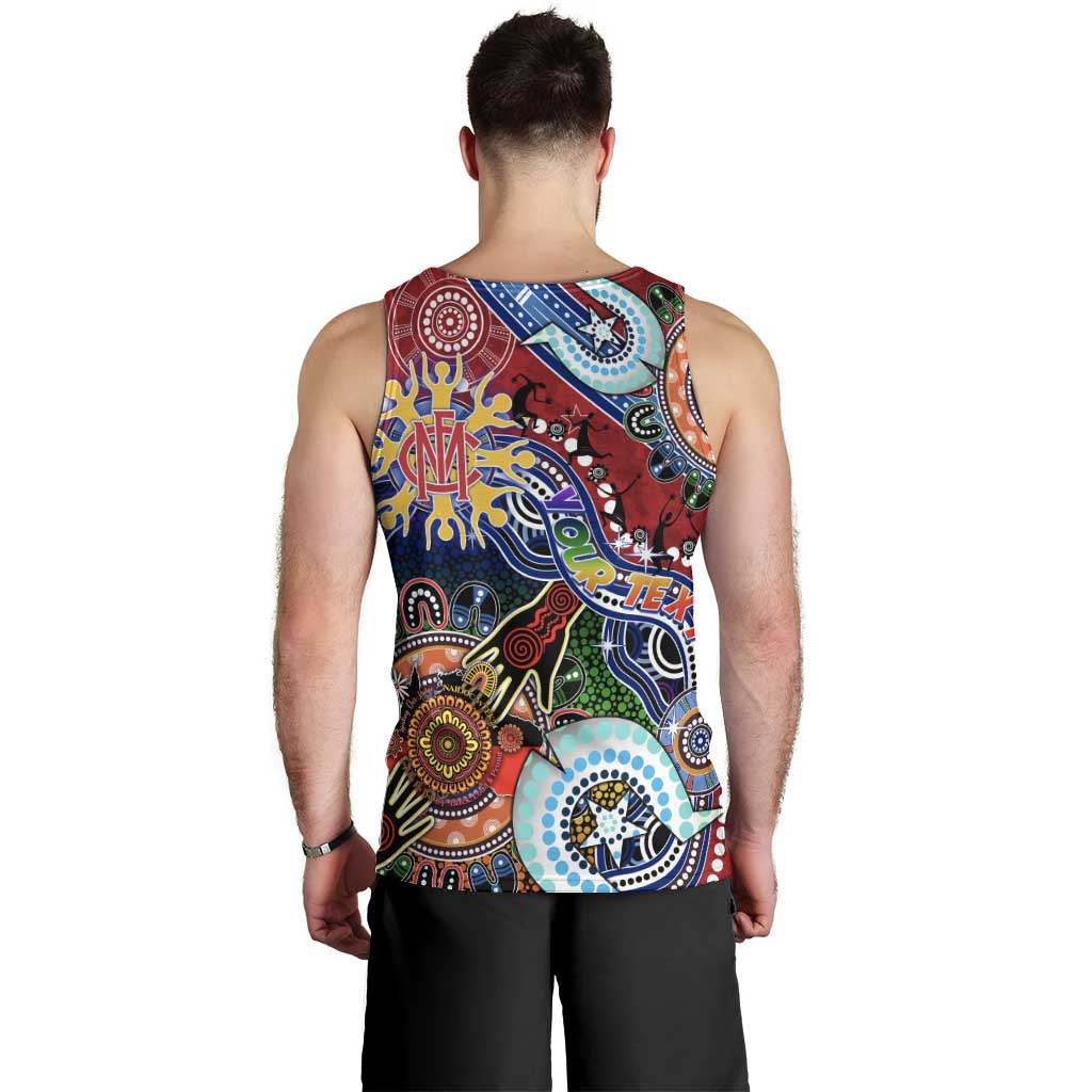 Custom NAIDOC Week 2024 Melbourne Demons Men Tank Top Australia Aboriginal Dot Painting