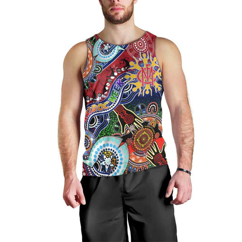 Custom NAIDOC Week 2024 Melbourne Demons Men Tank Top Australia Aboriginal Dot Painting