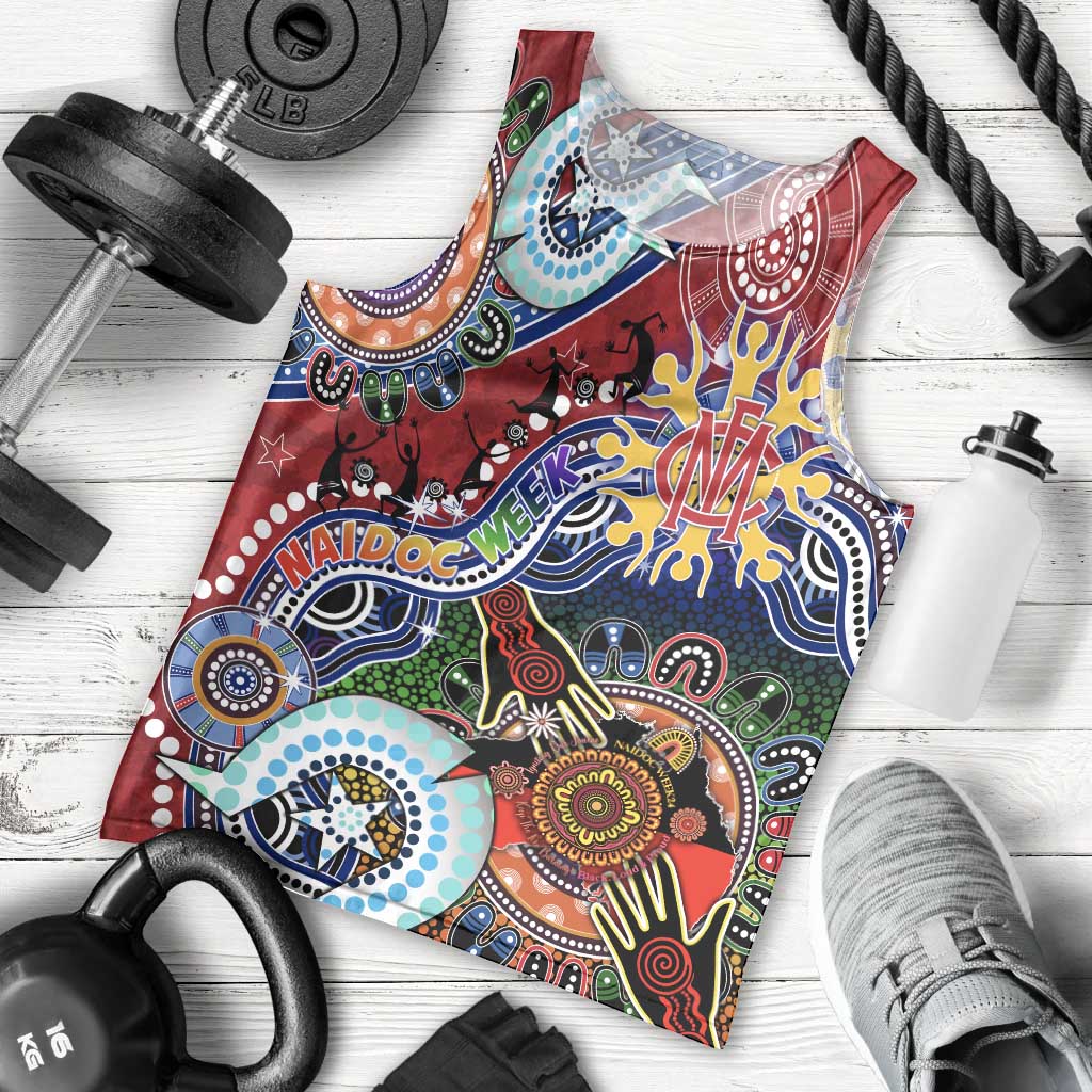 Custom NAIDOC Week 2024 Melbourne Demons Men Tank Top Australia Aboriginal Dot Painting