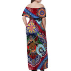 Custom NAIDOC Week 2024 Melbourne Demons Off Shoulder Maxi Dress Australia Aboriginal Dot Painting