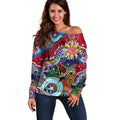 Custom NAIDOC Week 2024 Melbourne Demons Off Shoulder Sweater Australia Aboriginal Dot Painting