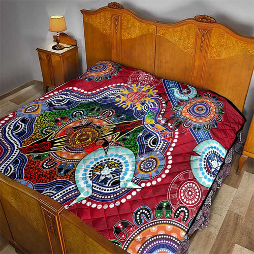 Custom NAIDOC Week 2024 Melbourne Demons Quilt Australia Aboriginal Dot Painting