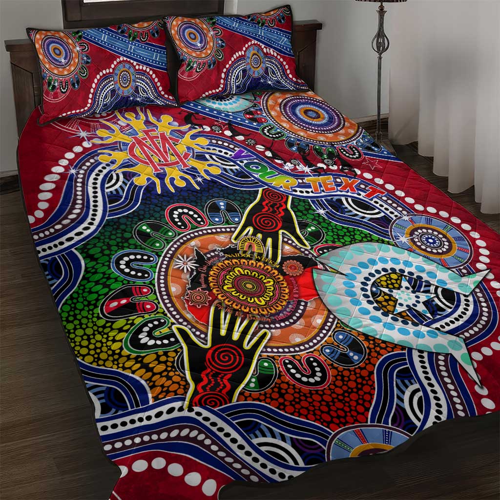 Custom NAIDOC Week 2024 Melbourne Demons Quilt Bed Set Australia Aboriginal Dot Painting