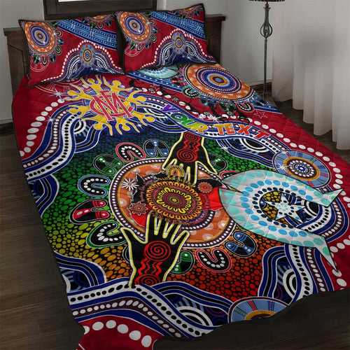Custom NAIDOC Week 2024 Melbourne Demons Quilt Bed Set Australia Aboriginal Dot Painting