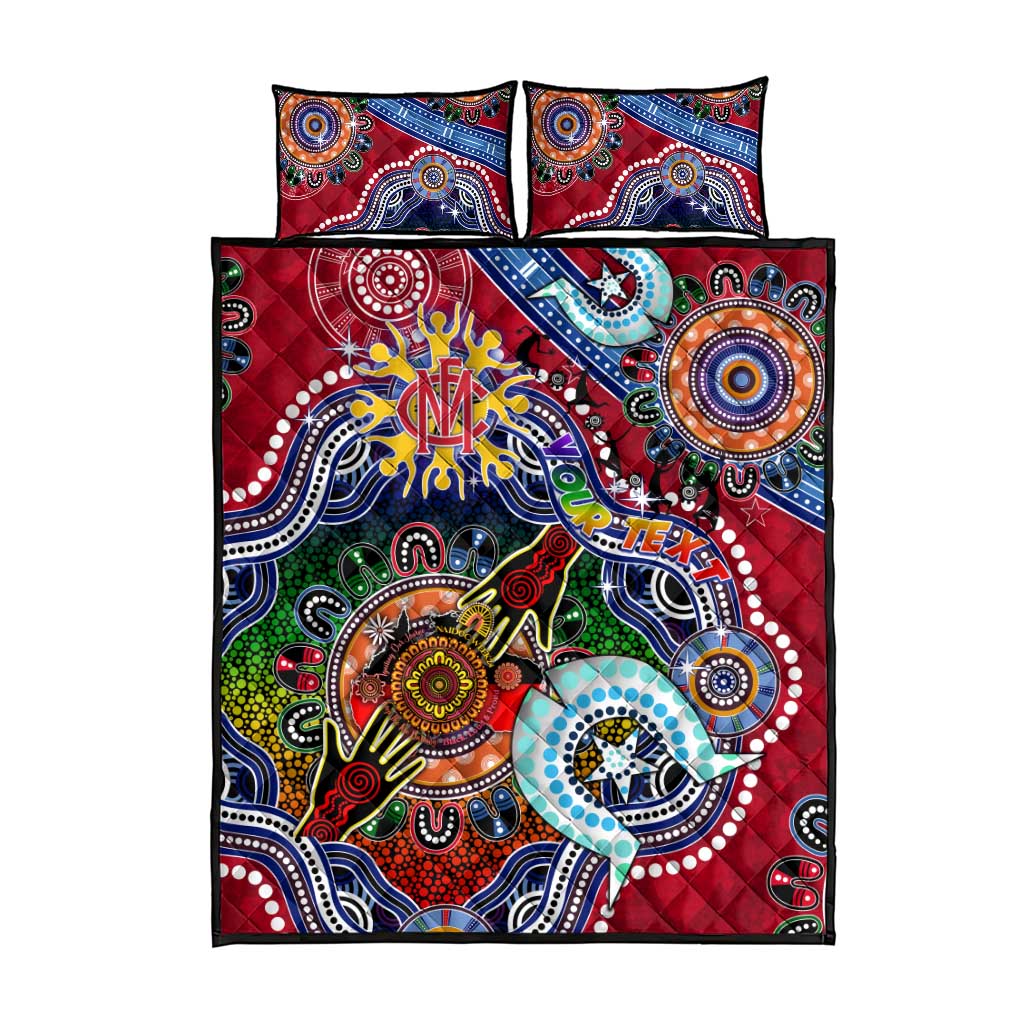 Custom NAIDOC Week 2024 Melbourne Demons Quilt Bed Set Australia Aboriginal Dot Painting