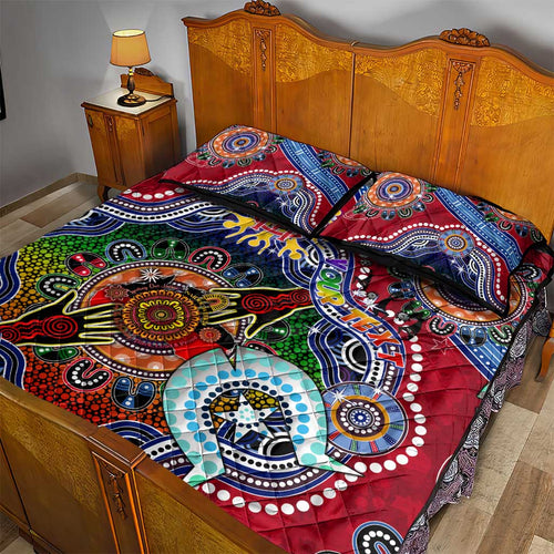 Custom NAIDOC Week 2024 Melbourne Demons Quilt Bed Set Australia Aboriginal Dot Painting