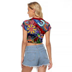 Custom NAIDOC Week 2024 Melbourne Demons Raglan Cropped T Shirt Australia Aboriginal Dot Painting