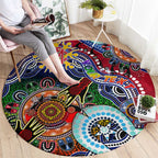 Custom NAIDOC Week 2024 Melbourne Demons Round Carpet Australia Aboriginal Dot Painting