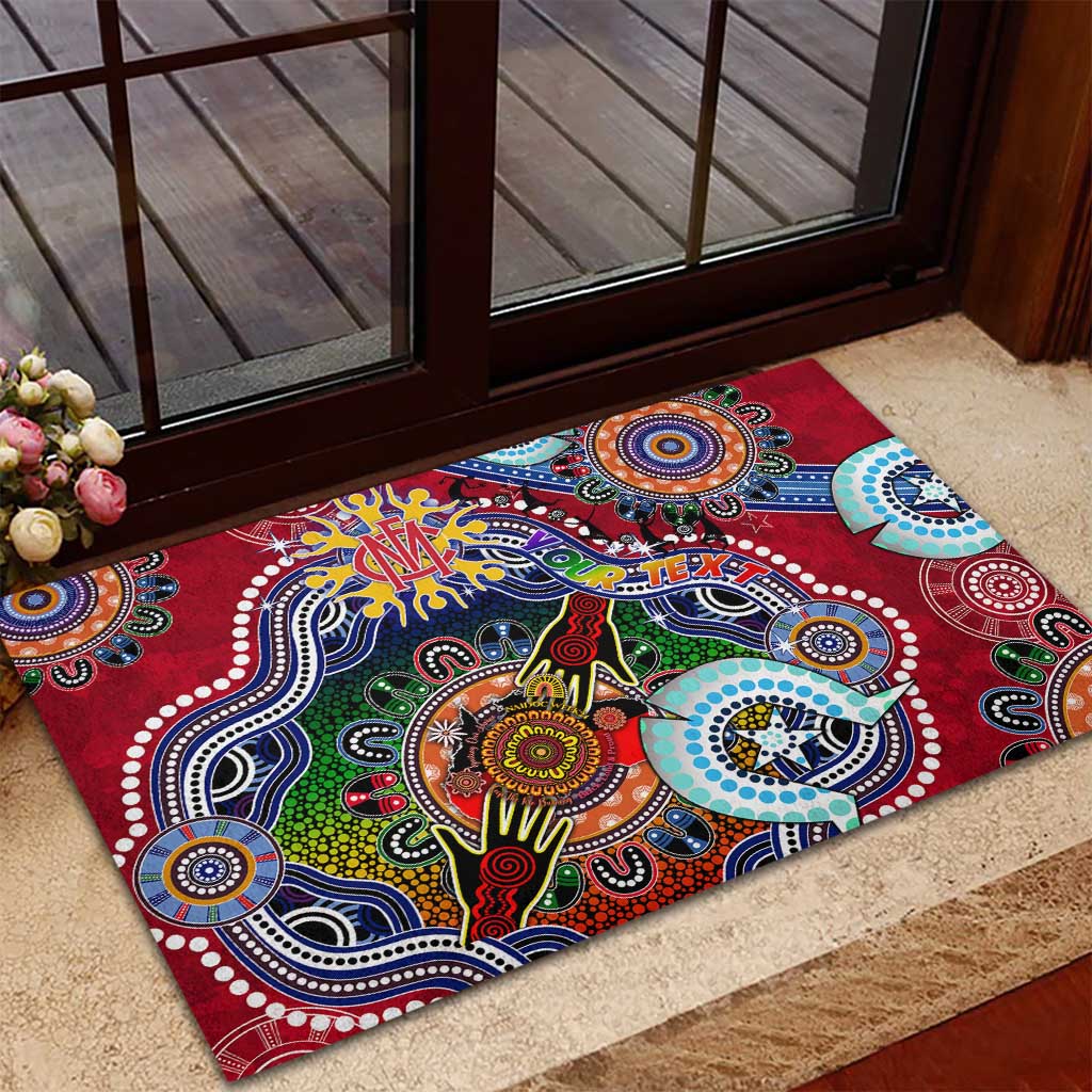 Custom NAIDOC Week 2024 Melbourne Demons Rubber Doormat Australia Aboriginal Dot Painting