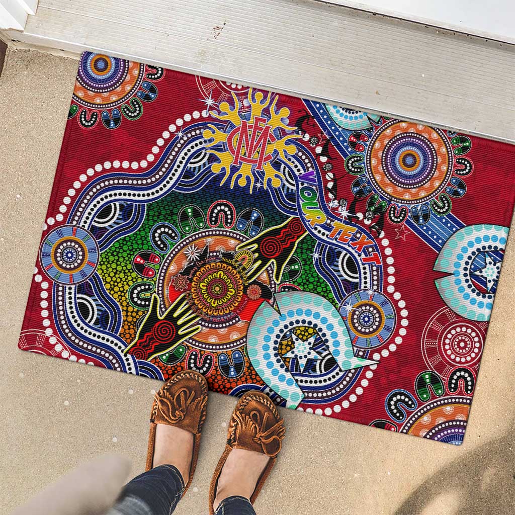 Custom NAIDOC Week 2024 Melbourne Demons Rubber Doormat Australia Aboriginal Dot Painting