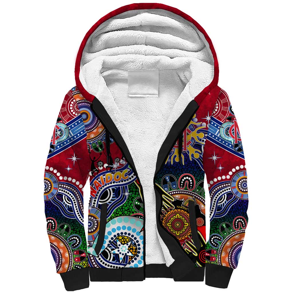 Custom NAIDOC Week 2024 Melbourne Demons Sherpa Hoodie Australia Aboriginal Dot Painting