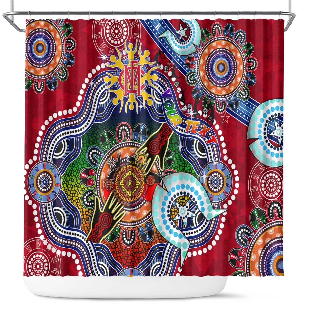 Custom NAIDOC Week 2024 Melbourne Demons Shower Curtain Australia Aboriginal Dot Painting