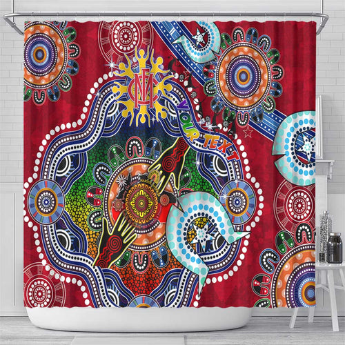Custom NAIDOC Week 2024 Melbourne Demons Shower Curtain Australia Aboriginal Dot Painting