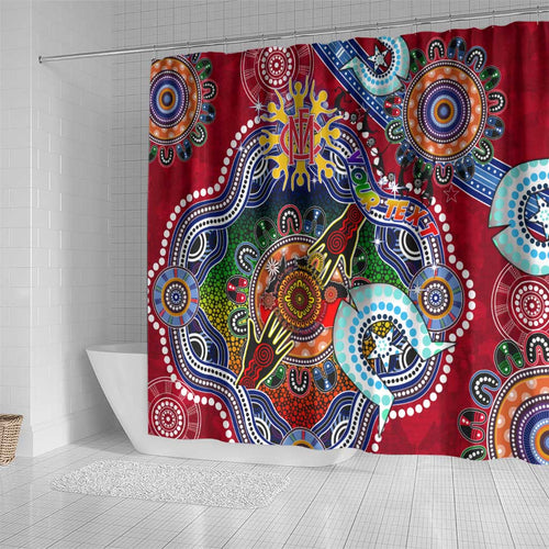 Custom NAIDOC Week 2024 Melbourne Demons Shower Curtain Australia Aboriginal Dot Painting