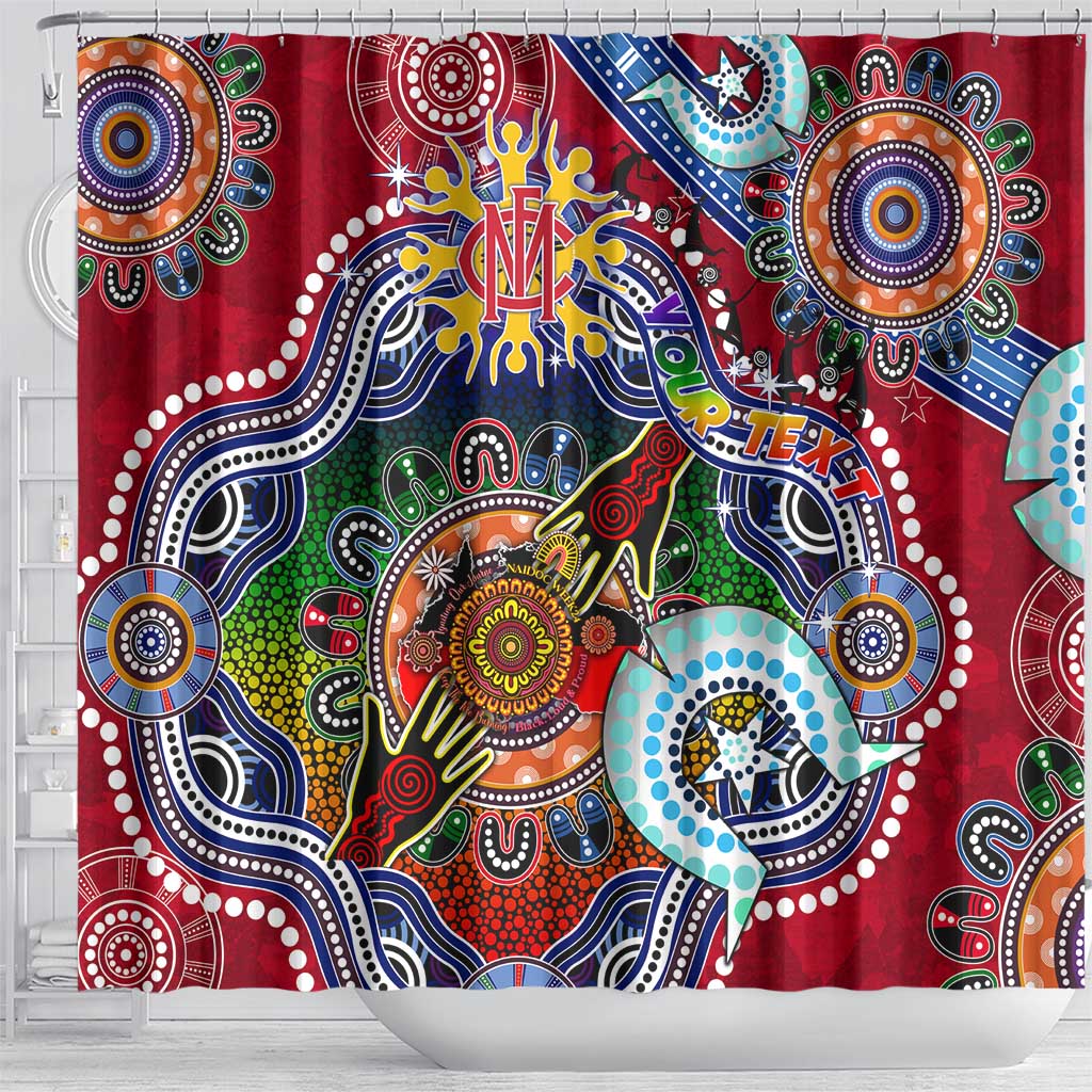 Custom NAIDOC Week 2024 Melbourne Demons Shower Curtain Australia Aboriginal Dot Painting