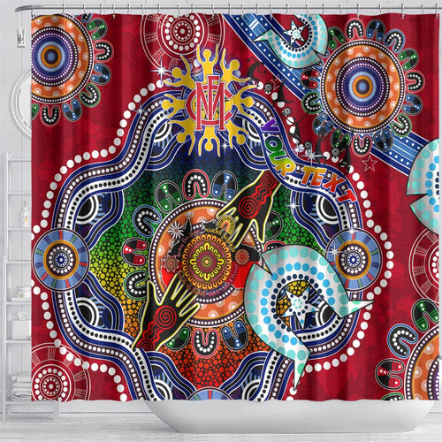Custom NAIDOC Week 2024 Melbourne Demons Shower Curtain Australia Aboriginal Dot Painting