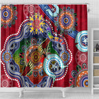 Custom NAIDOC Week 2024 Melbourne Demons Shower Curtain Australia Aboriginal Dot Painting