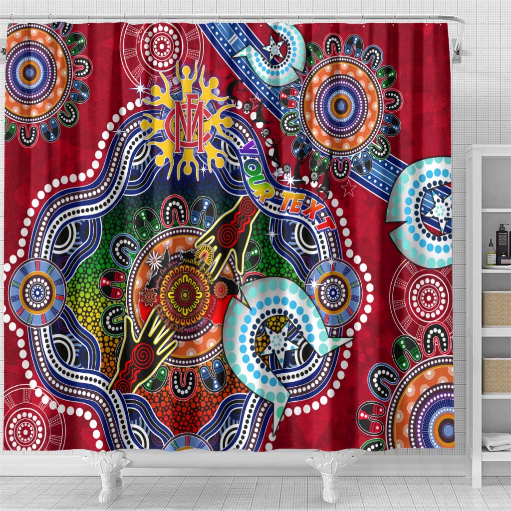 Custom NAIDOC Week 2024 Melbourne Demons Shower Curtain Australia Aboriginal Dot Painting