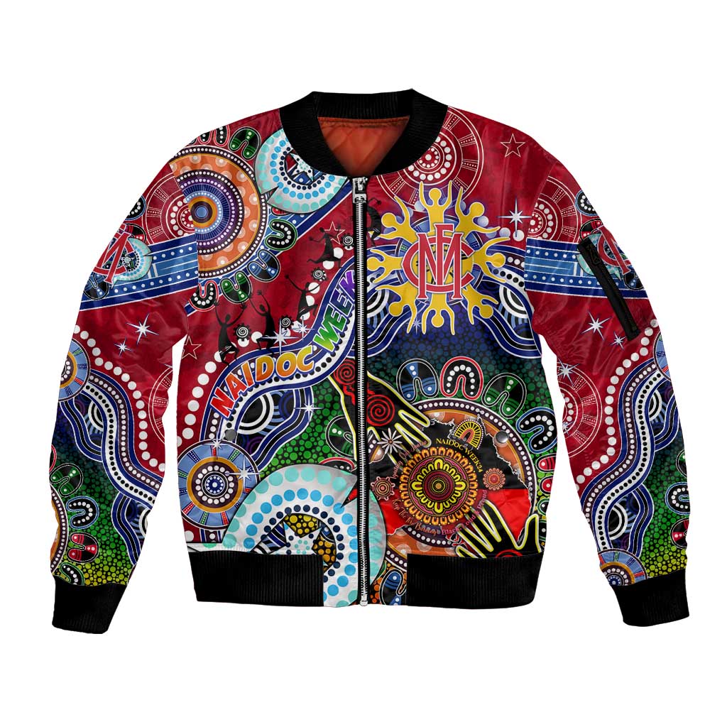 Custom NAIDOC Week 2024 Melbourne Demons Sleeve Zip Bomber Jacket Australia Aboriginal Dot Painting