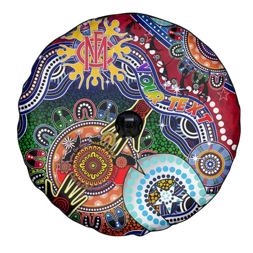 Custom NAIDOC Week 2024 Melbourne Demons Spare Tire Cover Australia Aboriginal Dot Painting