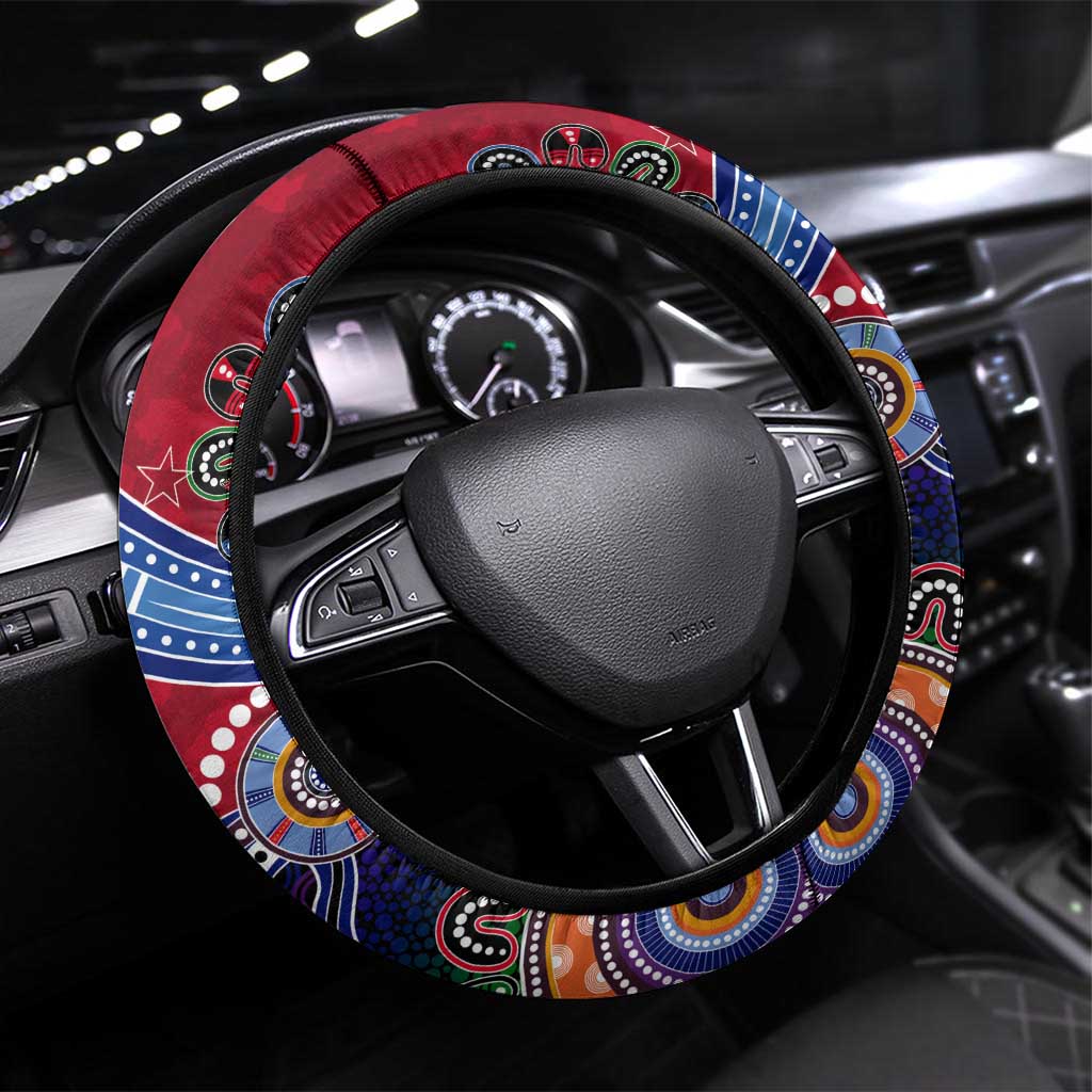 NAIDOC Week 2024 Melbourne Demons Steering Wheel Cover Australia Aboriginal Dot Painting