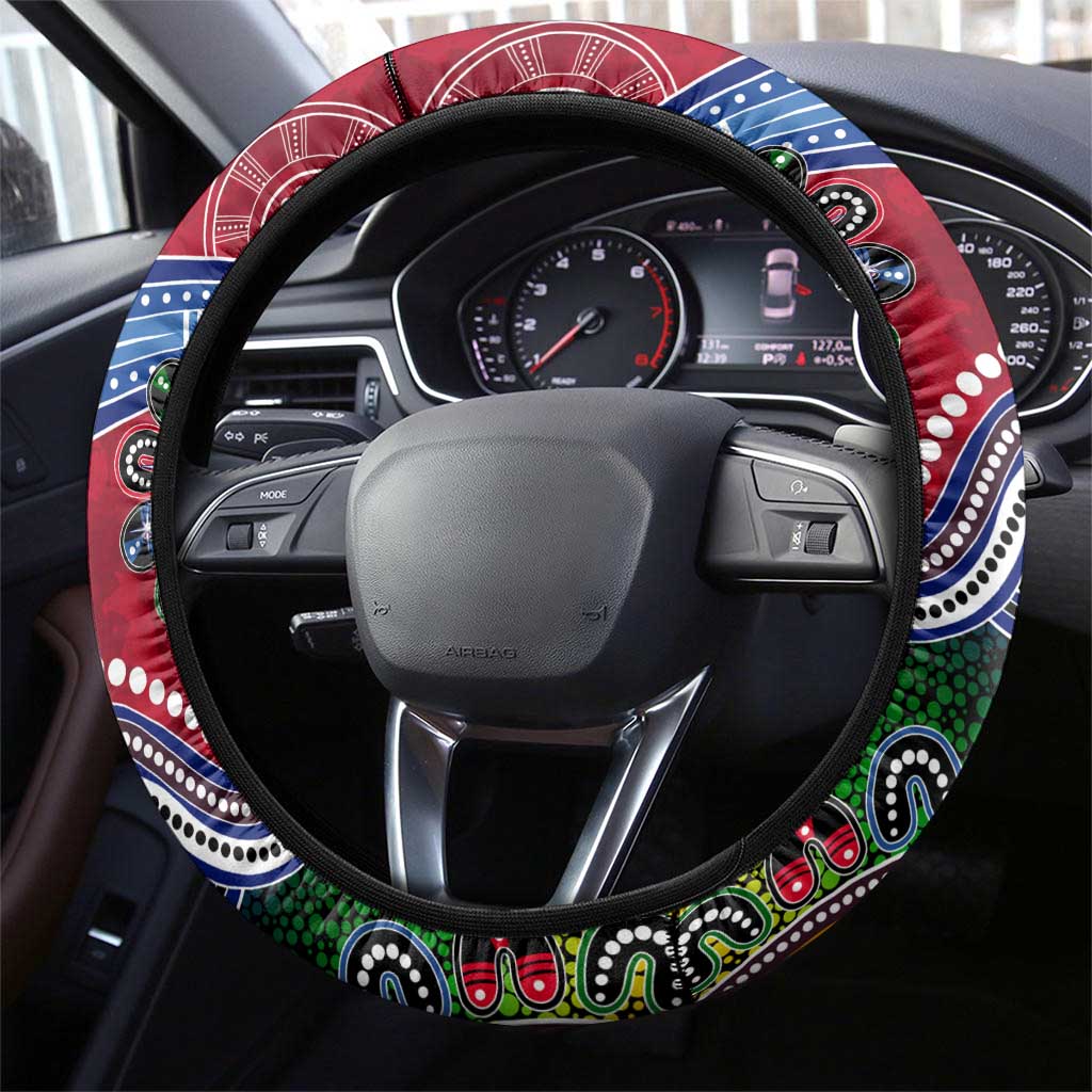 NAIDOC Week 2024 Melbourne Demons Steering Wheel Cover Australia Aboriginal Dot Painting