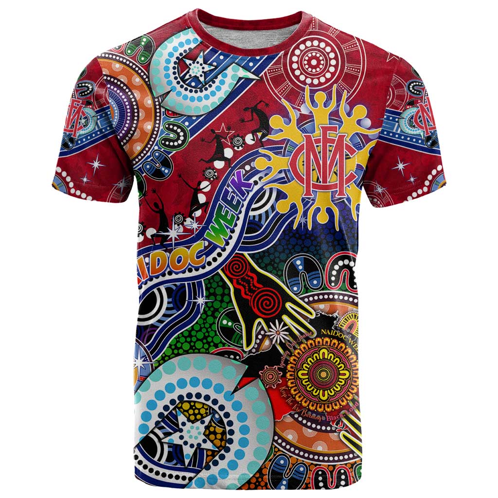 Custom NAIDOC Week 2024 Melbourne Demons T Shirt Australia Aboriginal Dot Painting