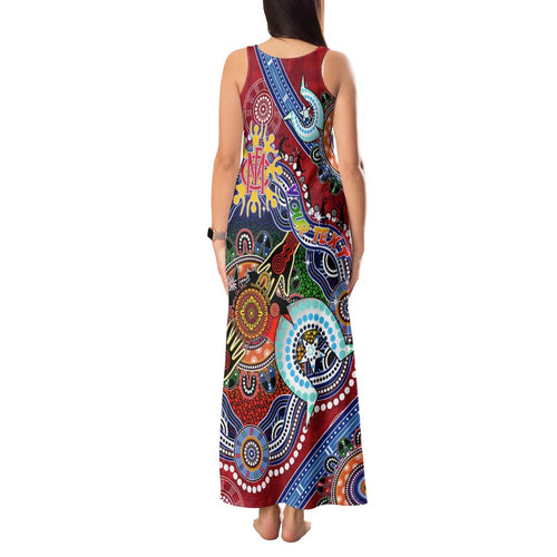 Custom NAIDOC Week 2024 Melbourne Demons Tank Maxi Dress Australia Aboriginal Dot Painting